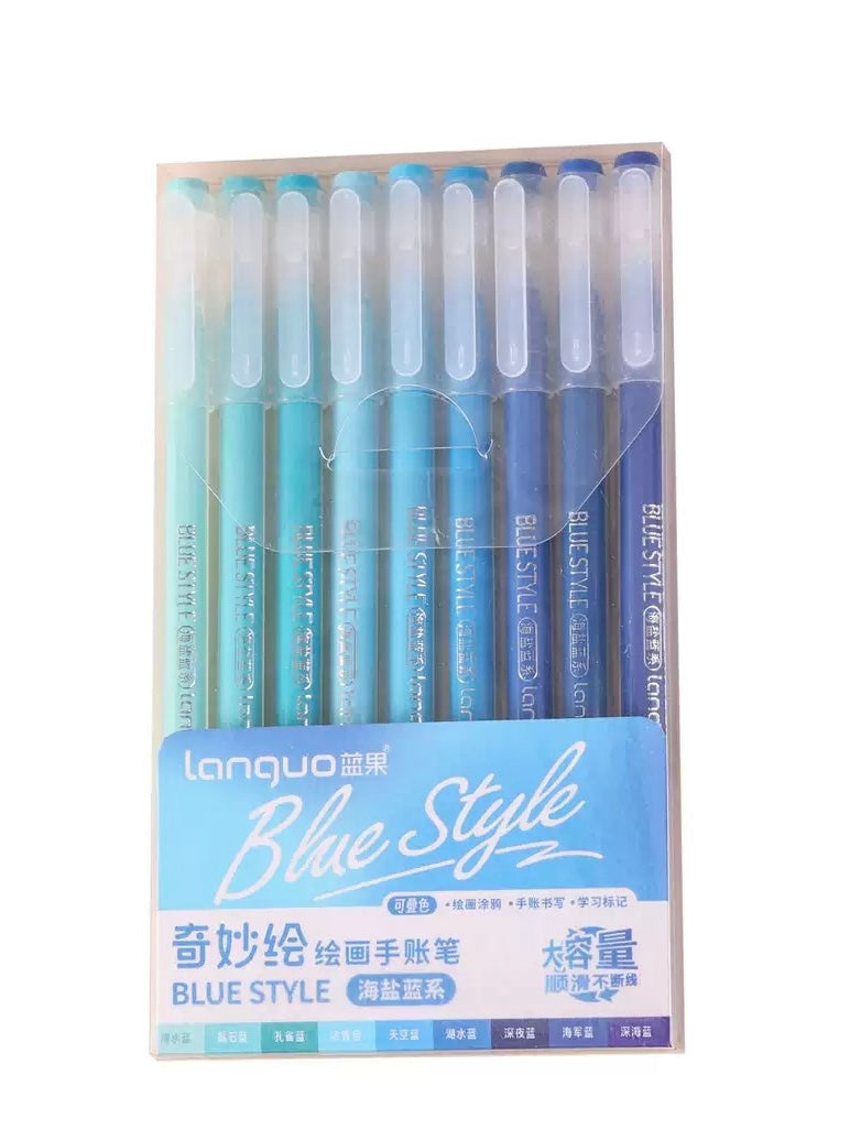 BLUE STYLE 9 Colored Gel Pens Set