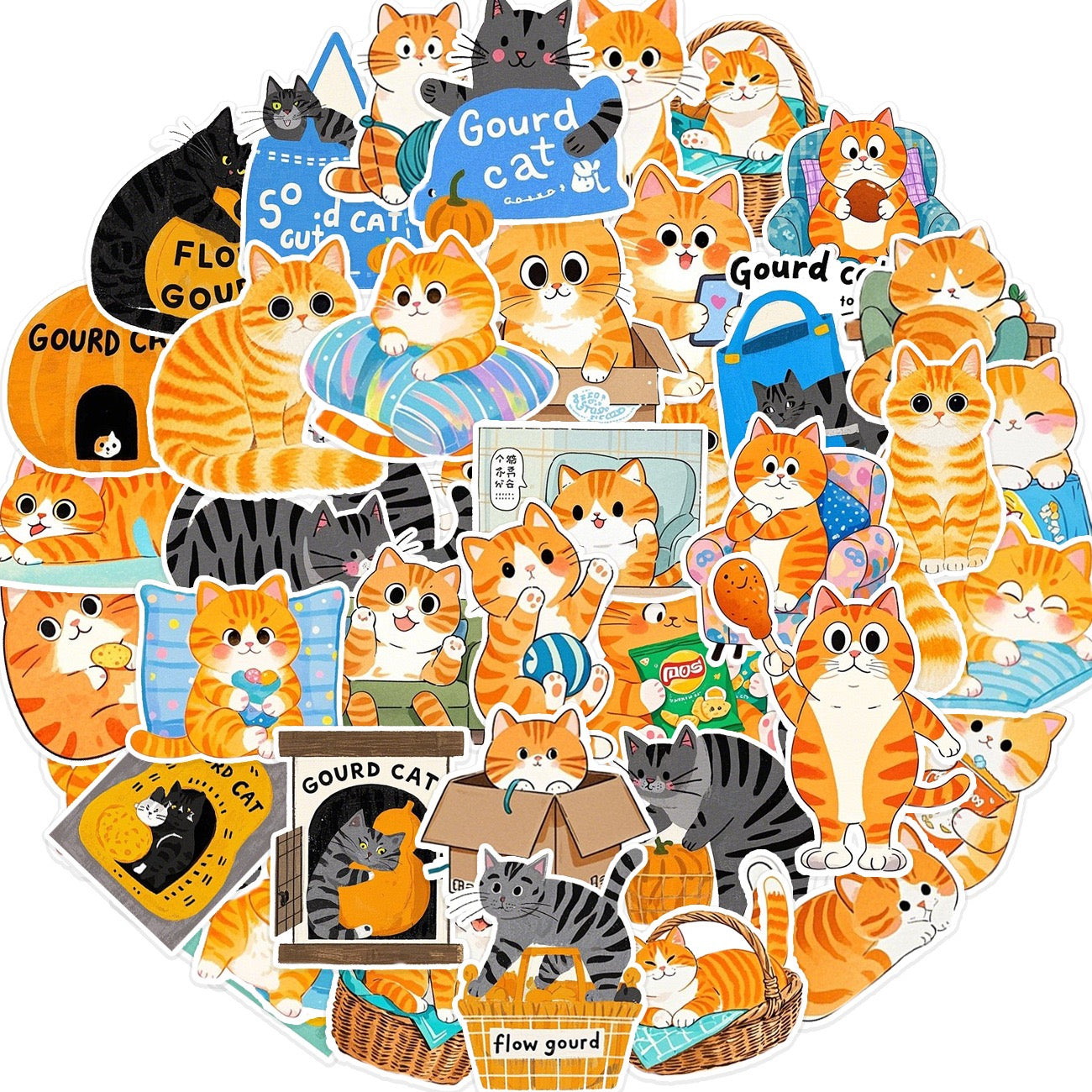 Cute Cat Stickers Set (50 pcs)