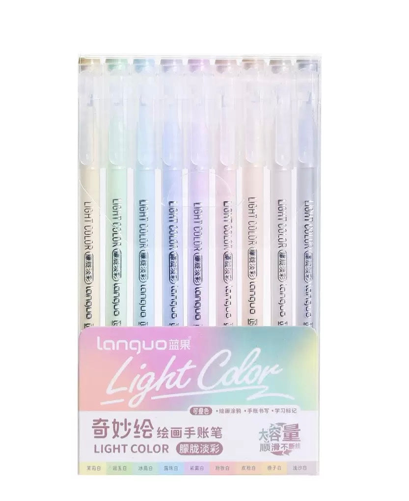 LIGHT COLOR 9 Colored Gel Pens Set