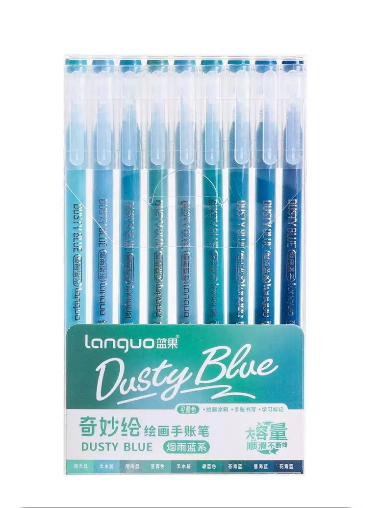 DUSTY BLUE 9 Colored Gel Pens Set
