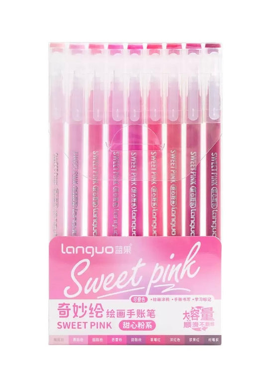 SWEET PINK 9 Colored Gel Pens Set