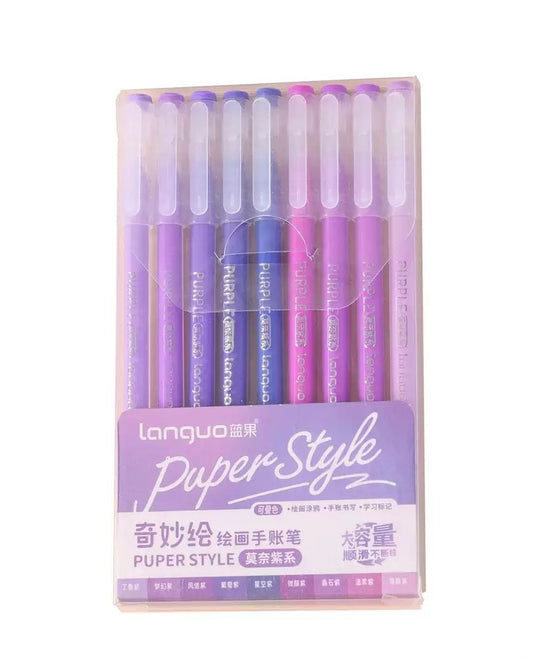 PURPLE 9 Colored Gel Pens Set