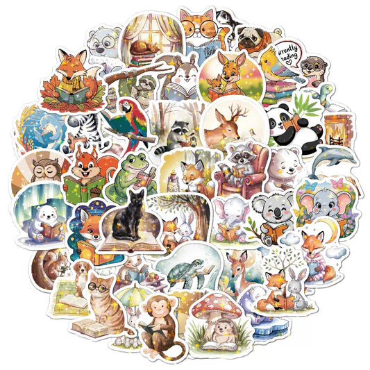 Reading Animals Stickers Set (50 pcs)